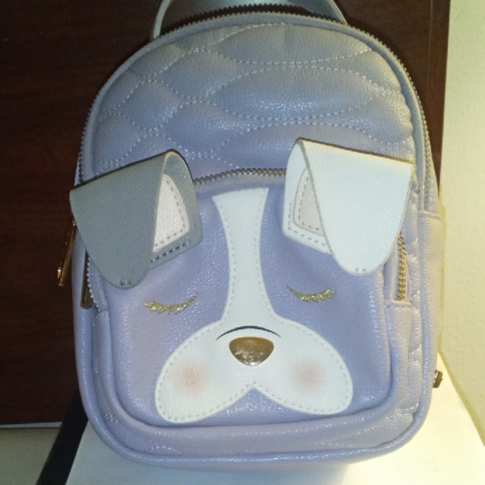 Betsey Johnson Purple & Gray Mini Dog Backpack